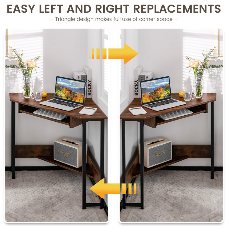 Sadie Rose Corner Metal Base Computer Desk